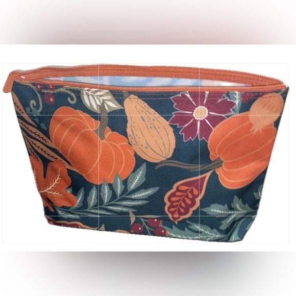 Thirty One  Zipper Pouch Bag Organizer - Pumpkin Floral - EUC - Picture 3 of 6